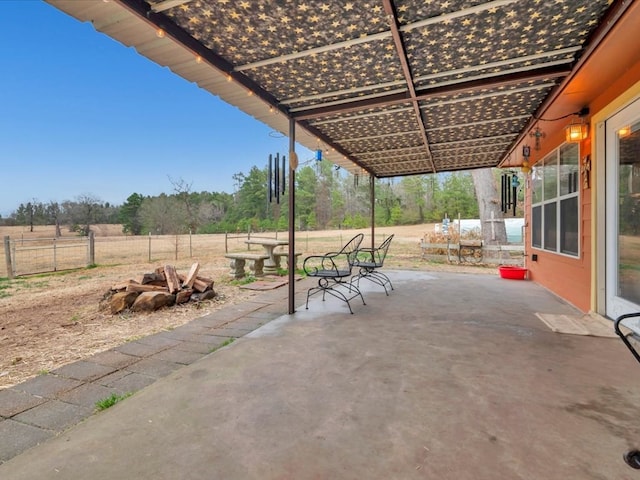 view of patio with a rural view