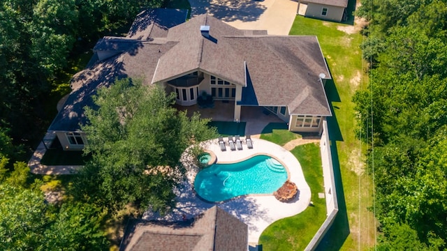 205 Twin Crk, Lufkin, TX 75904 - view from above of property with a pool
