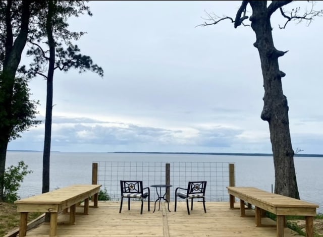 view of dock featuring a water view