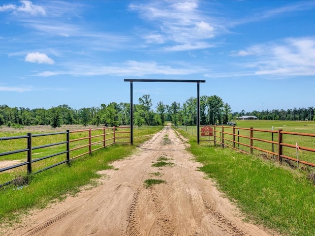 view of street featuring driveway and a rural view