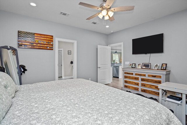 1755 Cc Rd, Diboll, TX 75941 - bedroom featuring recessed lighting, wood finished floors, and a ceiling fan
