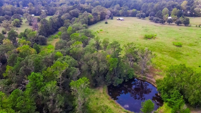 birds eye view of property with a rural view and a water view