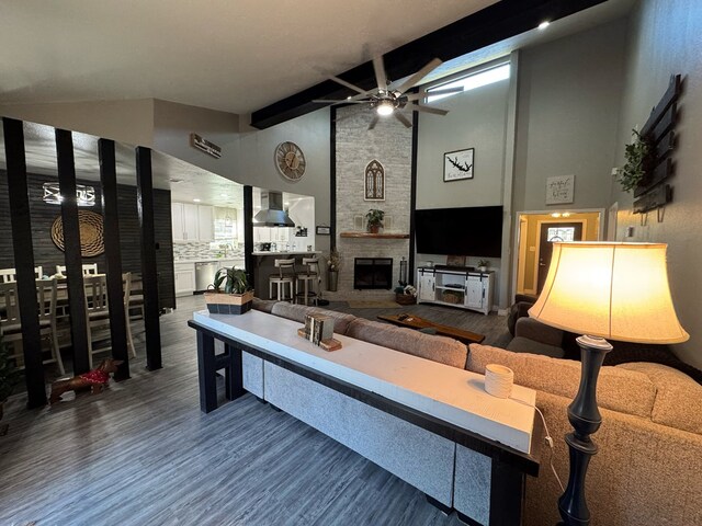 270 Lakeshore Dr, Brookeland, TX 75931 - detailed view of a fireplace and wood finished floors