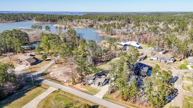 270 Lakeshore Dr, Brookeland, TX 75931 - aerial view of property and surrounding area featuring a large body of water and a forest
