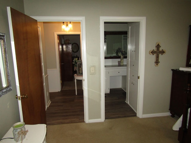 hall featuring wood-type flooring