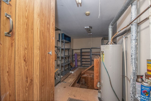 basement with gas water heater