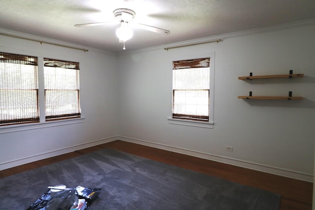 unfurnished room featuring dark hardwood / wood-style floors and ornamental molding