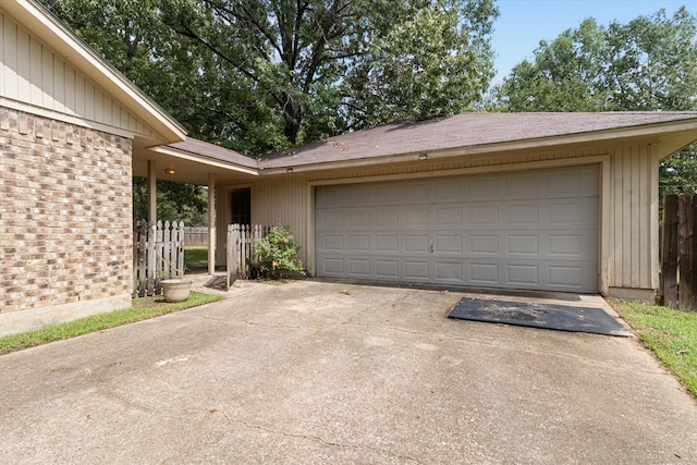 exterior space with a garage