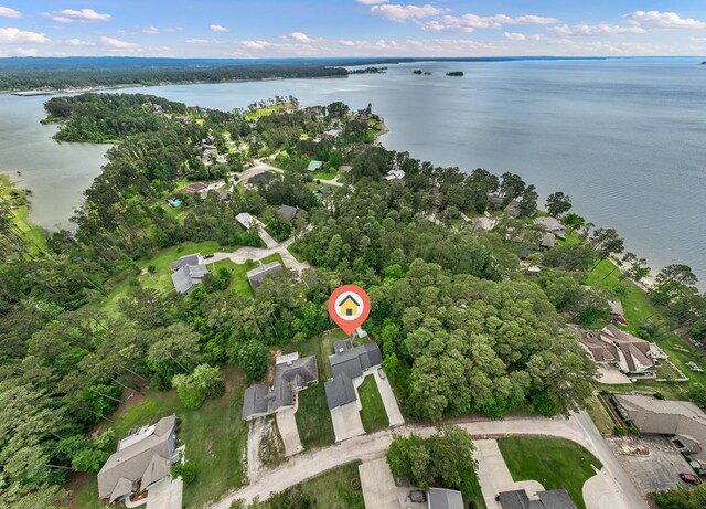 138 Breezeway Dr, Brookeland, TX 75931 - birds eye view of property featuring a water view and a residential view