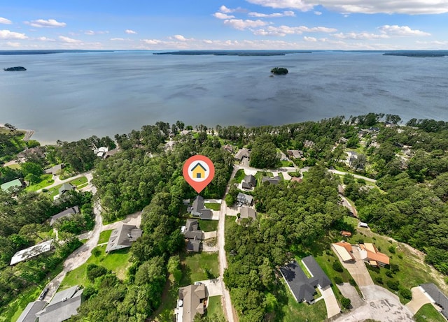 138 Breezeway Dr, Brookeland, TX 75931 - birds eye view of property featuring a water view and a residential view