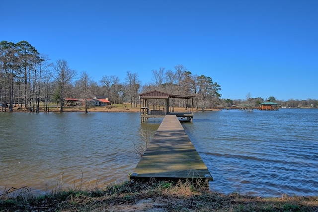 view of dock featuring a water view