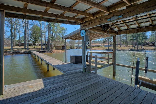 view of dock featuring a water view