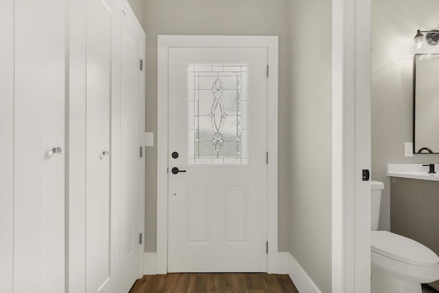 foyer featuring dark wood-type flooring