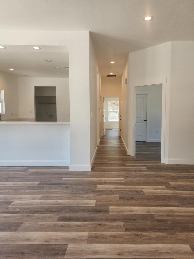 hall featuring dark hardwood / wood-style floors