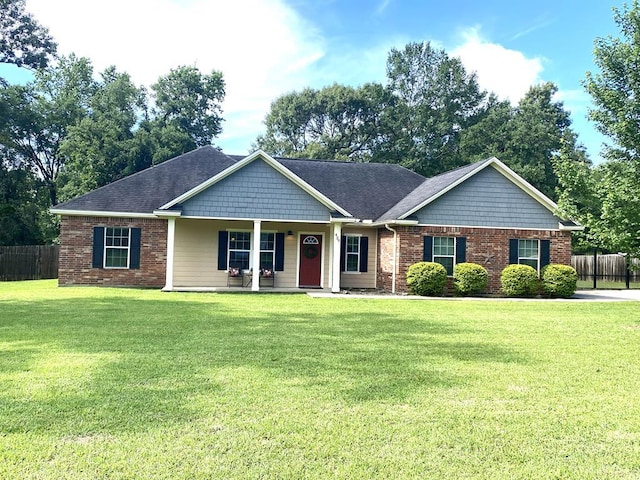 429 Derek Rd, Lufkin, TX 75904 - ranch-style house featuring a porch, brick siding, and roof with shingles
