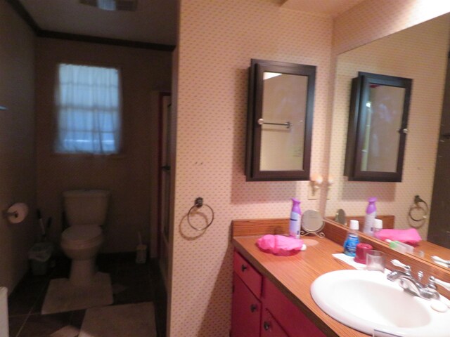 bathroom with vanity and toilet