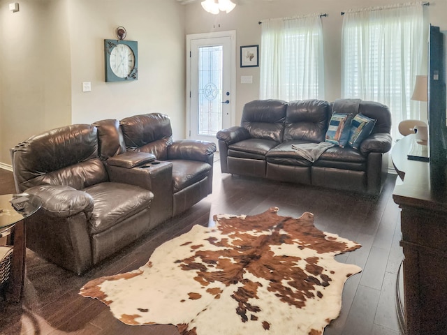 living area featuring wood finished floors