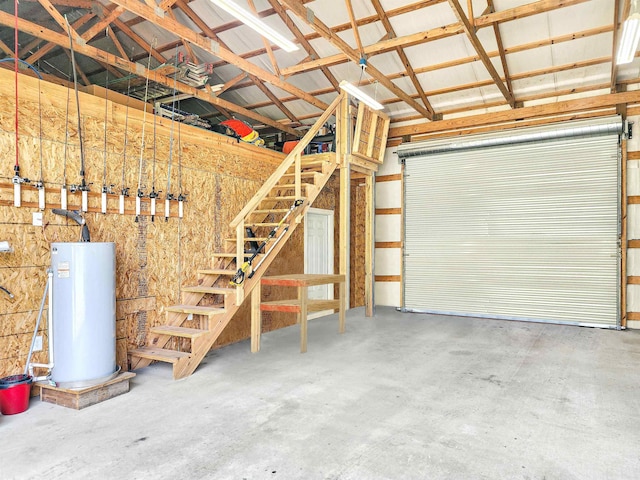 garage with gas water heater