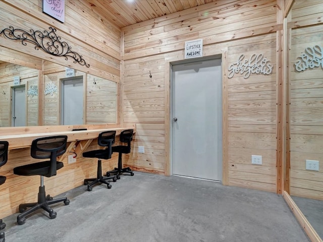 2524 US Highway 69 N, Lufkin, TX 75904 - office with wood walls, concrete flooring, and wood ceiling