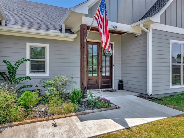 doorway to property featuring french doors