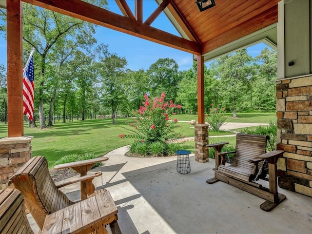410 Brentwood Dr, Lufkin, TX 75901 - view of patio / terrace with view of wooded area and a gazebo