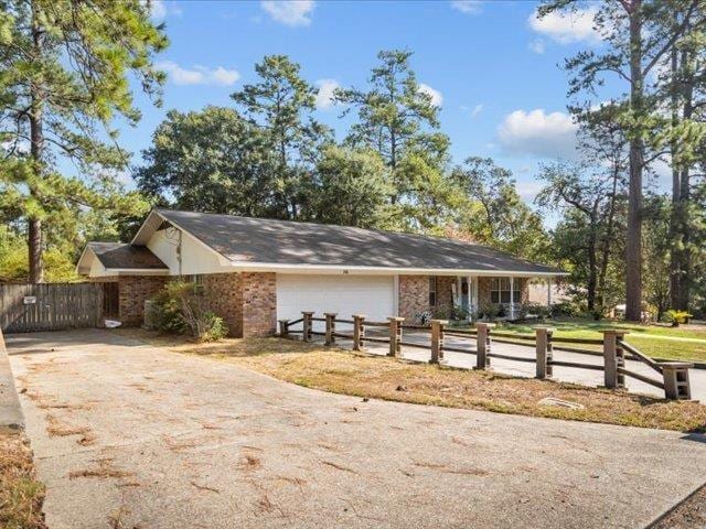 exterior space with a garage