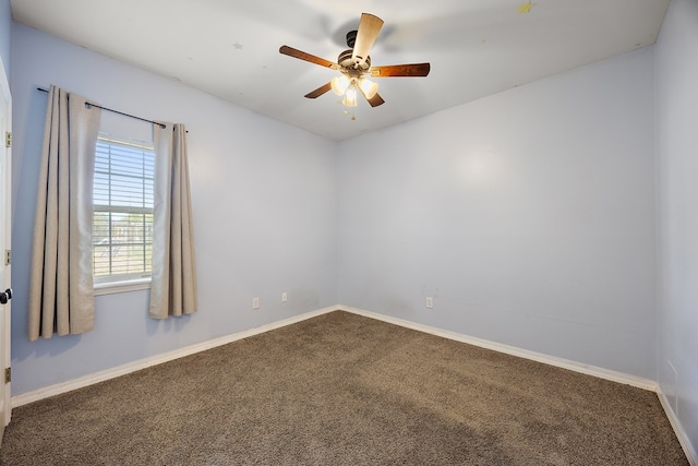 carpeted empty room with ceiling fan