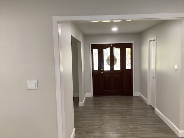 entrance foyer featuring dark hardwood / wood-style floors