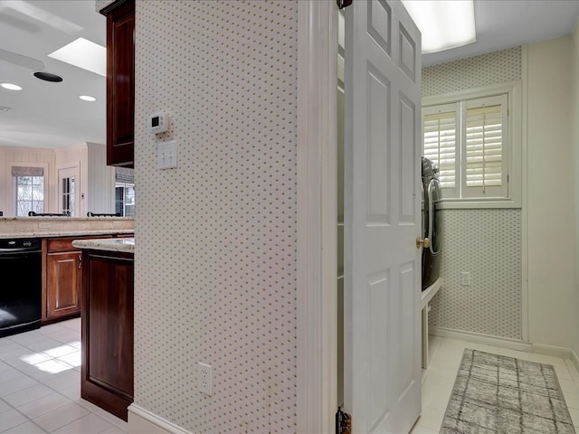 kitchen with light tile patterned floors