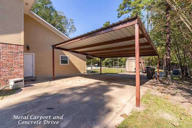 view of car parking with a carport