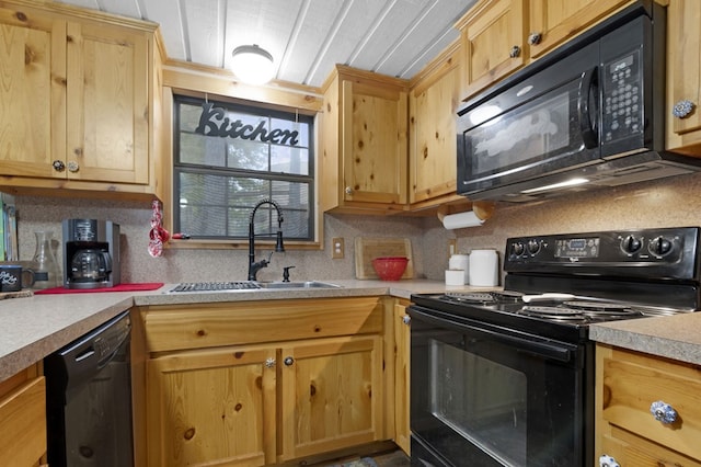 kitchen featuring sink and black appliances