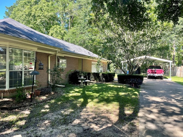 view of home's exterior with a lawn