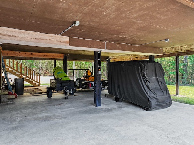 view of garage