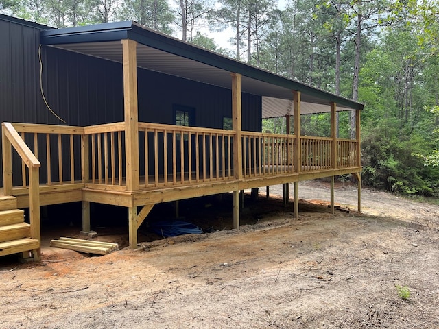 view of home's exterior featuring a deck
