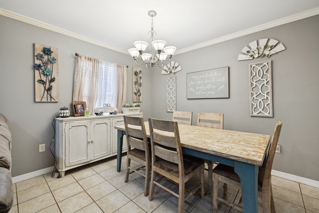 176 Bending Oak Dr, Pollok, TX 75969 - dining space featuring a chandelier, light tile patterned floors, and crown molding