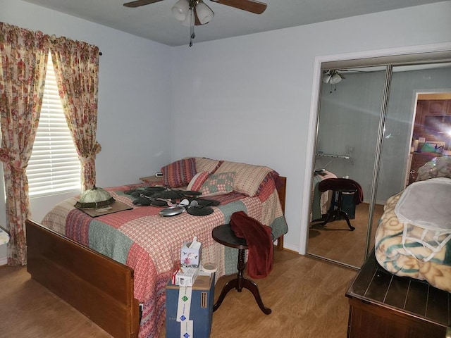 4710 County Road 082, Jasper, TX 75951 - bedroom featuring a closet, wood finished floors, and a ceiling fan