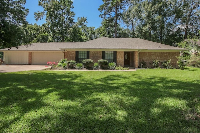 ranch-style home with a front lawn