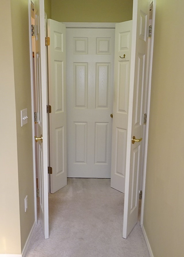 hallway with light carpet