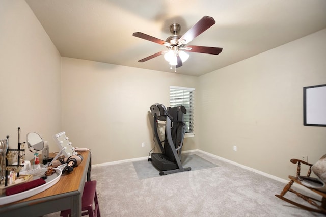 309 Echo Ln, Lufkin, TX 75904 - home office with ceiling fan and carpet floors