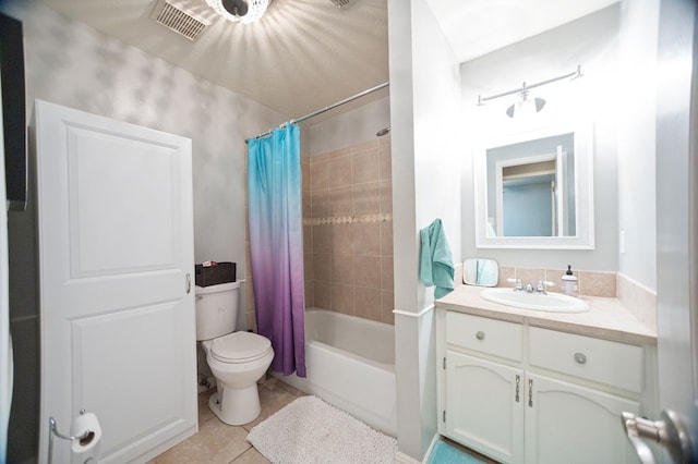 309 Echo Ln, Lufkin, TX 75904 - bathroom featuring vanity, shower / tub combo, and tile patterned flooring
