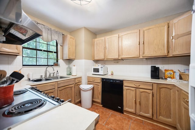 309 Echo Ln, Lufkin, TX 75904 - kitchen with black dishwasher, white microwave, range, backsplash, and light countertops