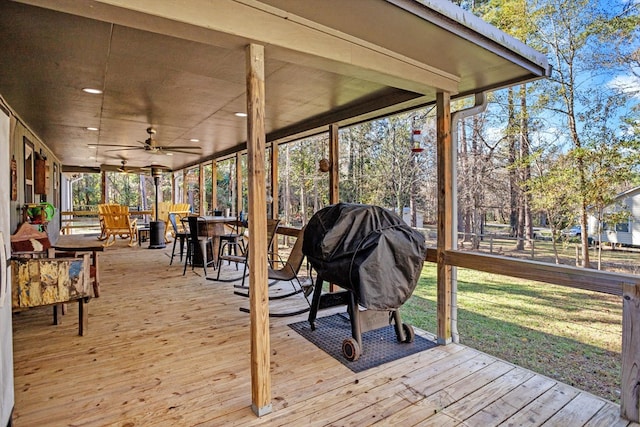 deck featuring ceiling fan