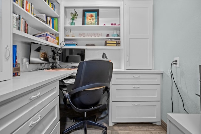 office area featuring light hardwood / wood-style floors