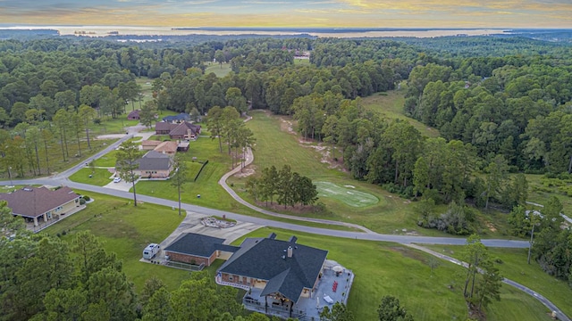 view of aerial view at dusk