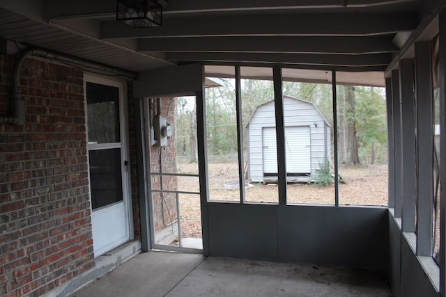view of unfurnished sunroom