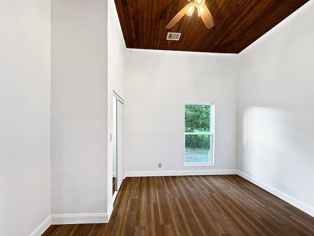 4124 N US Highway 96, Jasper, TX 75951 - spare room with a ceiling fan, dark wood-style floors, and wood ceiling