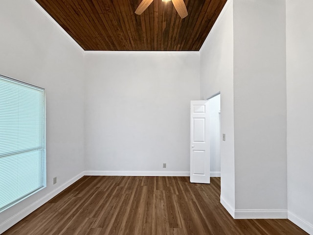 4124 N US Highway 96, Jasper, TX 75951 - unfurnished room with a ceiling fan, dark wood-style flooring, and wooden ceiling
