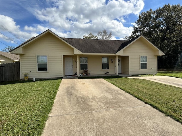 ranch-style house with a front yard