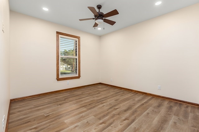 1308 Walnut Bend Dr, Lufkin, TX 75904 - spare room featuring light wood-style flooring, recessed lighting, baseboards, and ceiling fan