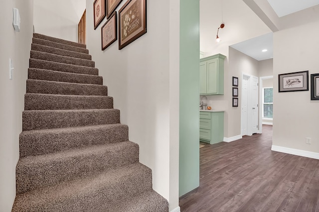 140 Spruce Ln, Brookeland, TX 75931 - staircase with wood finished floors and recessed lighting
